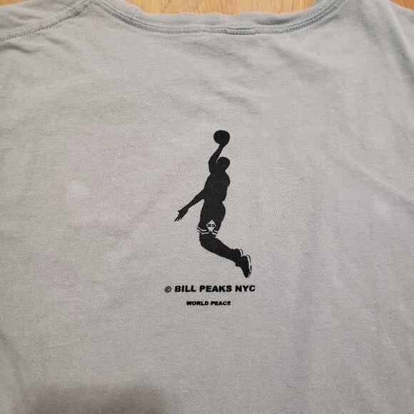 Jordan Baller T Shirt Retro Look Graphic Mens M Gray Bill Peaks NYC World Peace - Picture 6 of 11